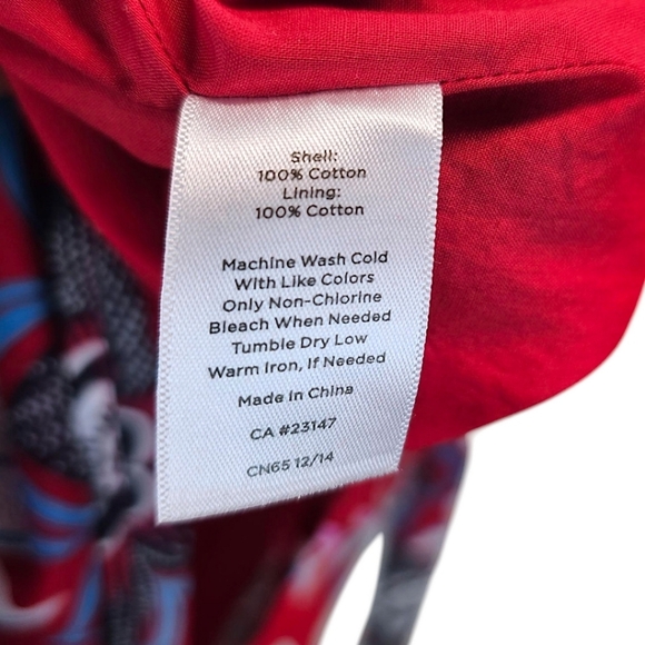 Talbots Red Jacquard Floral Tie Waist Fit & Flare Dress 10P Cotton Preppy Summer - Picture 15 of 16